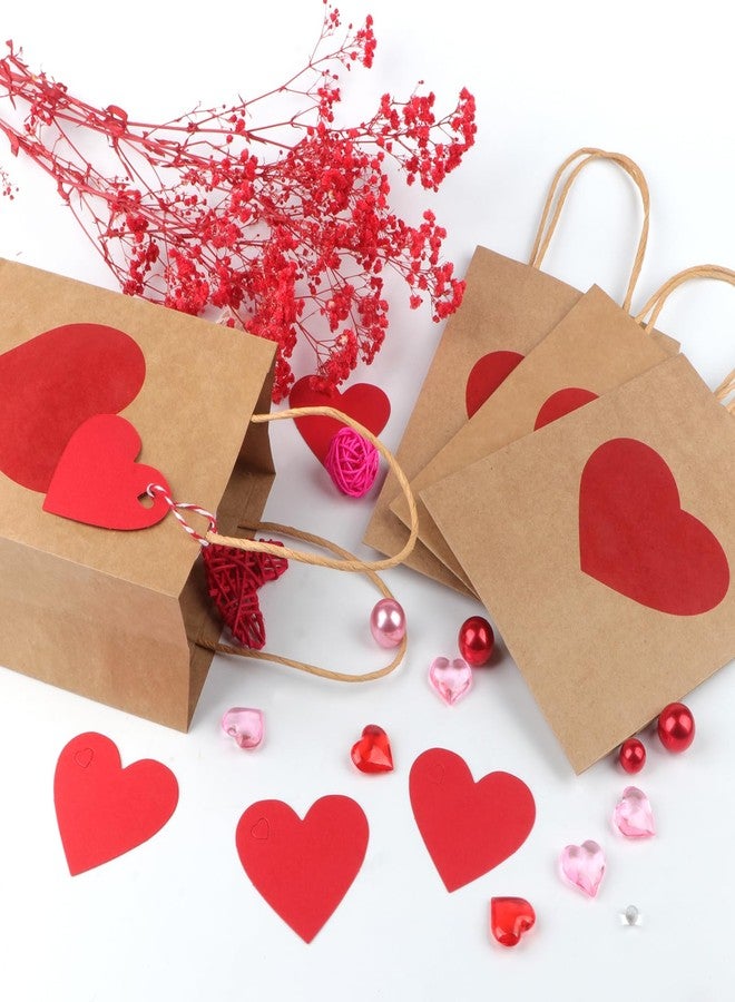 Jangostor 12 Pack Valentines Day Gift Bags with Tags Valentines Kraft Paper Bags Valentines Candy Bags with Handles Heart Love Party Favor Bags for Valentine's Day Wedding Anniversary Birthday Party - Image 4